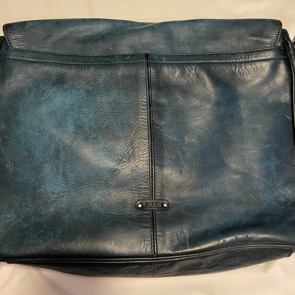 Men’s Frye Leather Messenger Bag - RARE BLUE COLOR - Picture 5 of 8